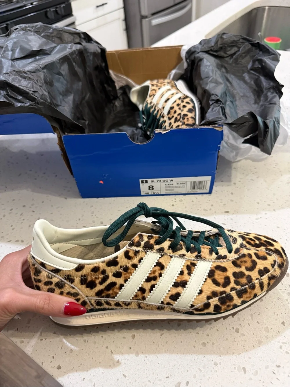 adidas Leopard-Print Women's Sneakers in Cream, Brown & Black 8 Women’s